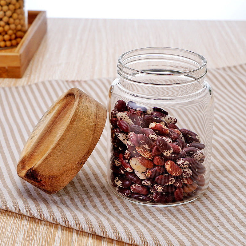 Jam Wood Glass Sealed Jar